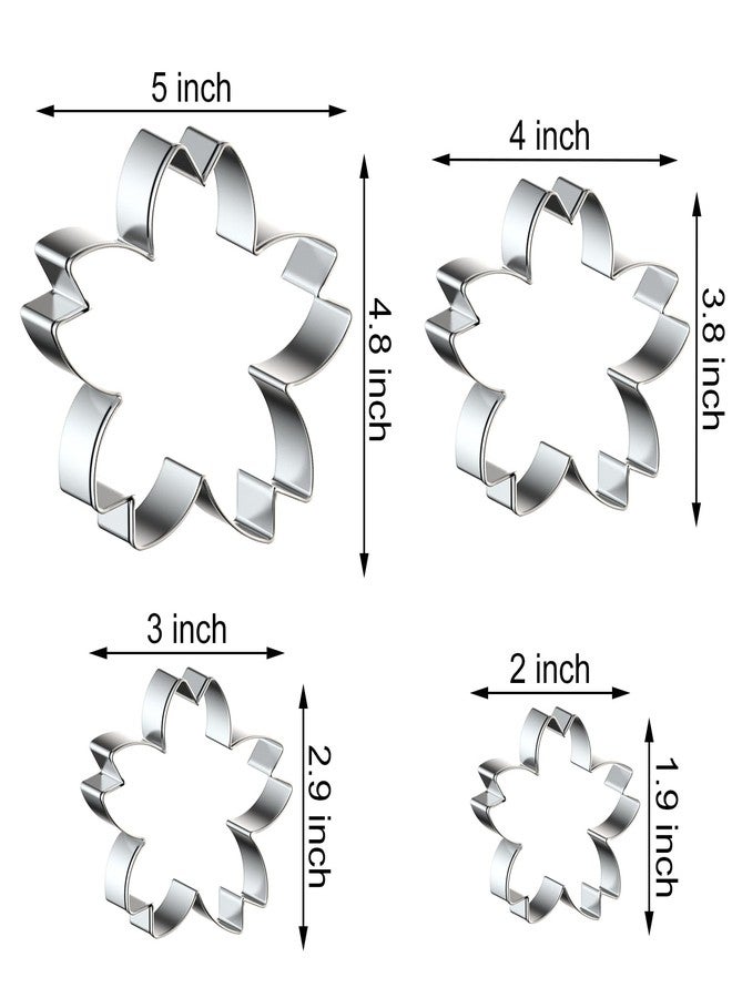 QAAQS Cherry Blossom Flower Cookie Cutter Set - 4 Piece Sakura Cookie Cutters - Stainless Steel - Image 2